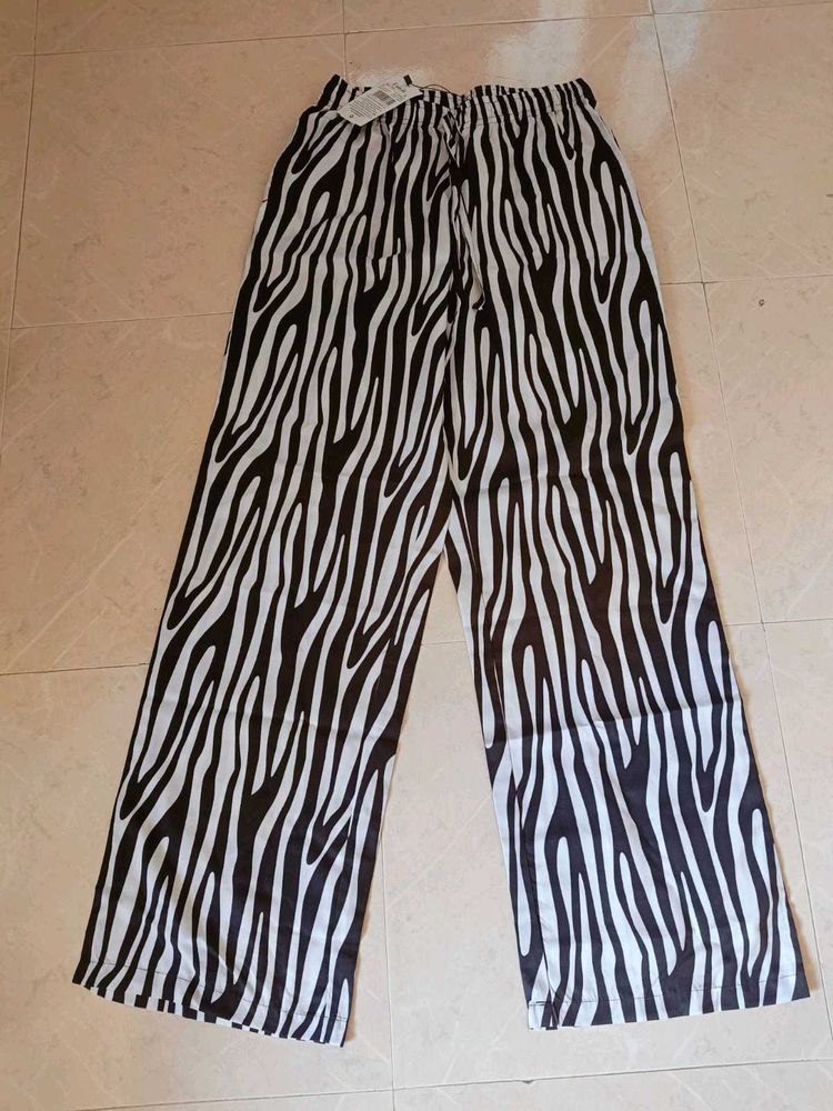 Zebra Print Wide Leg Pants