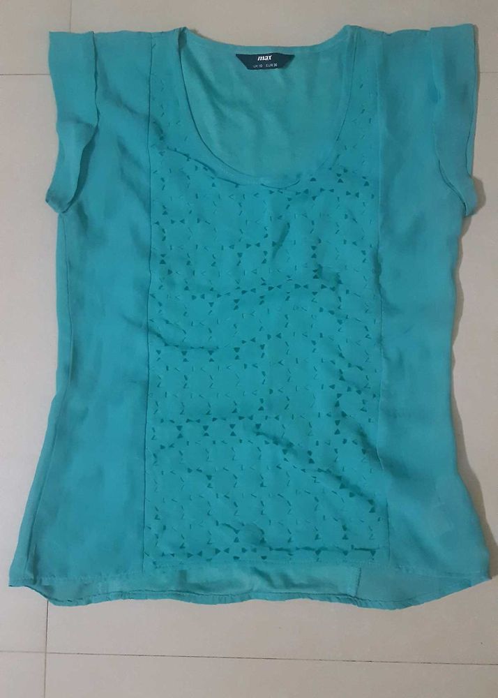 Aqua Lace Detail Blouse