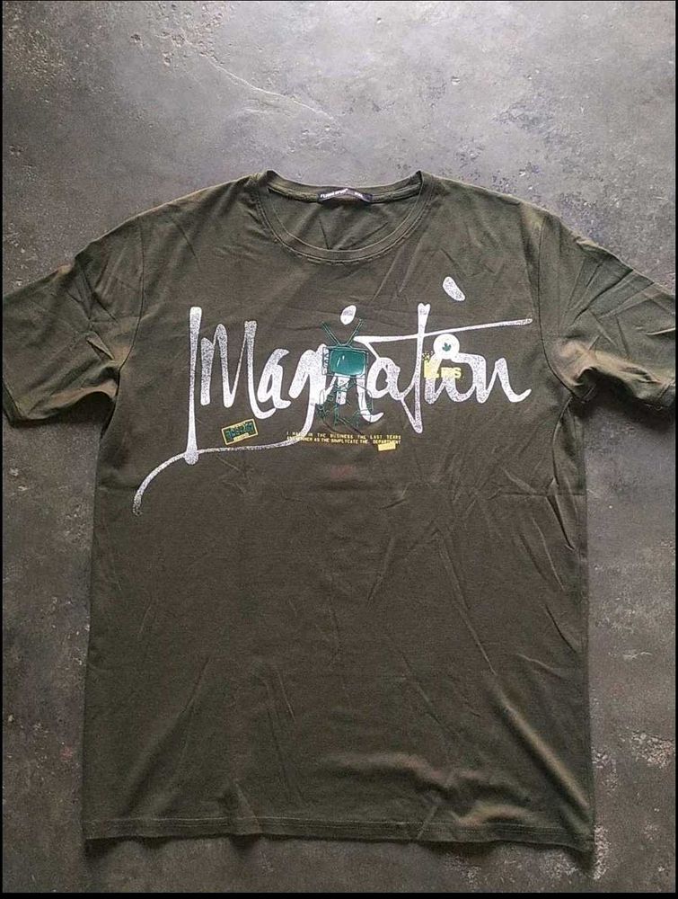Olive Green 'Imagination' Graphic T-Shirt