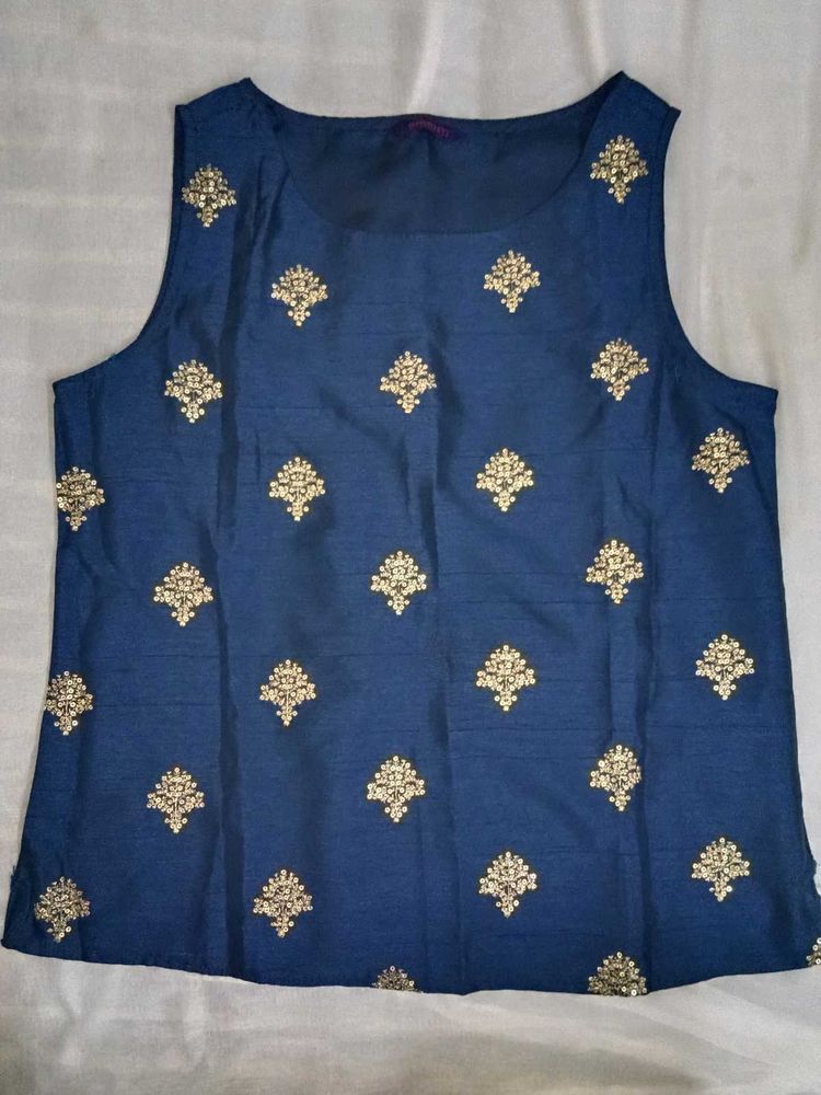 Elegant Embroidered Blue Blouse