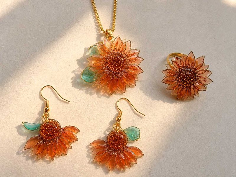Sunflower Resin Jewellery Set