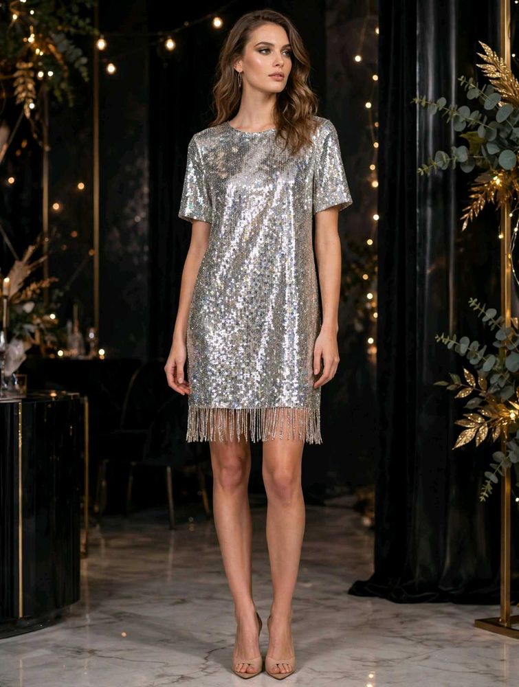 Sparkling Sequin Fringe Dress