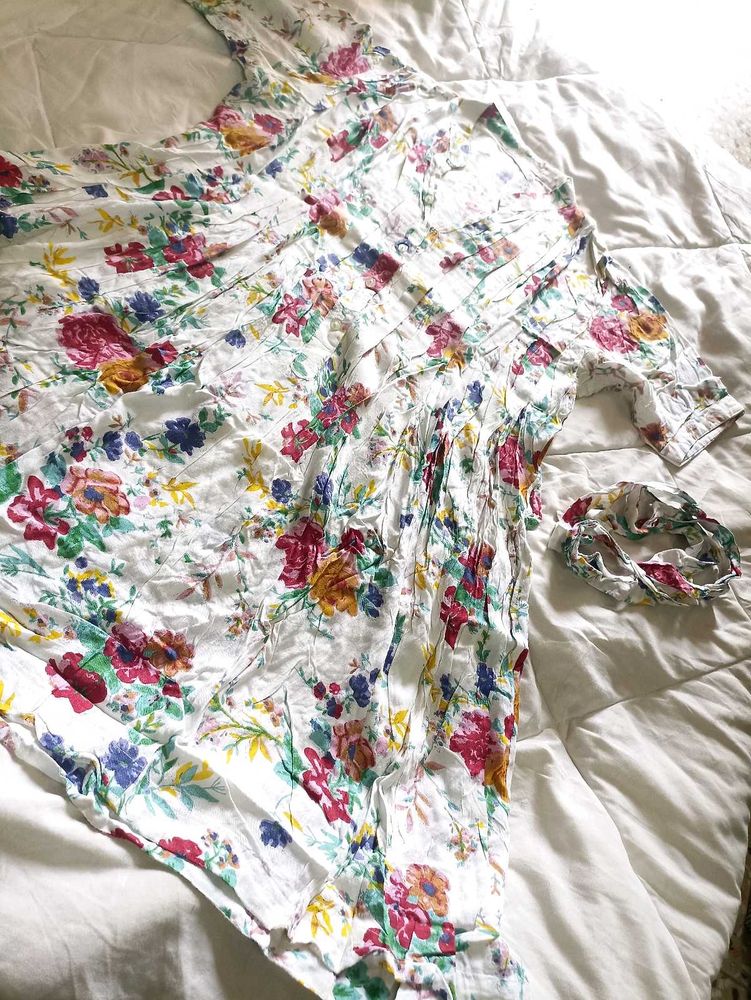 Floral Print Dress with Matching belt