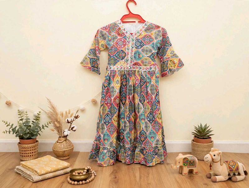 Colorful Ethnic Print Dress