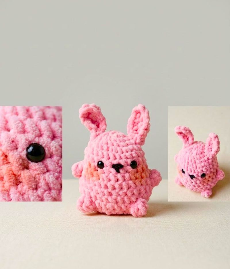 Cute Pink Crochet Bunny Amigurumi Toy