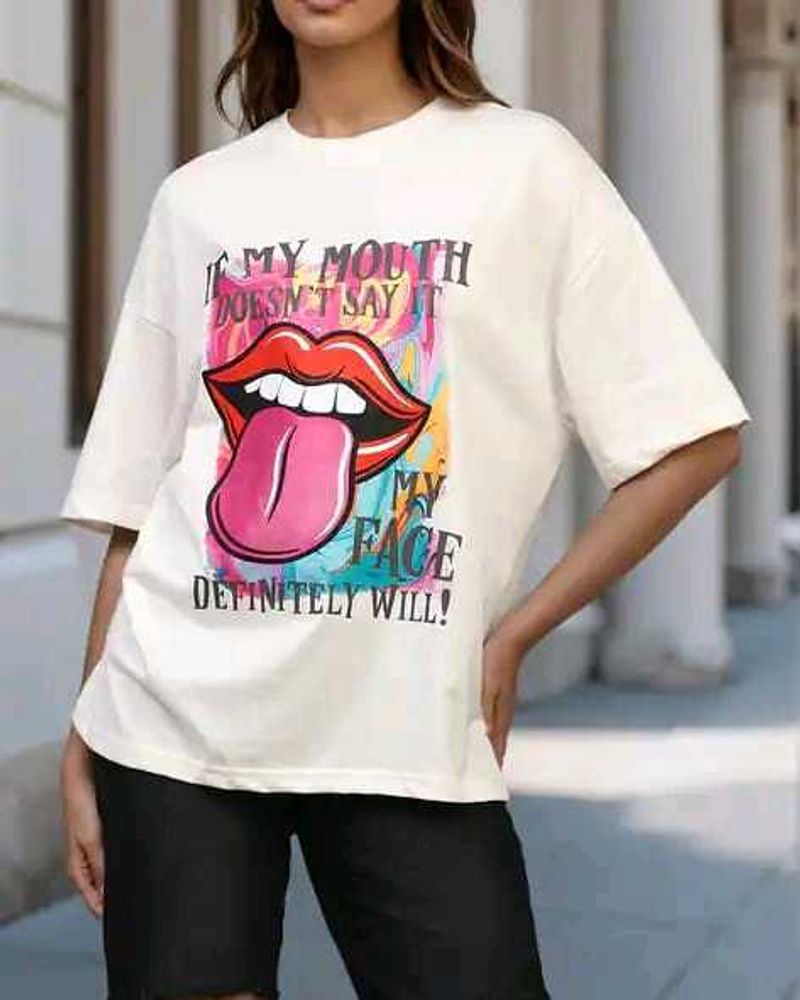 Shein Graphic Print White T-shirt