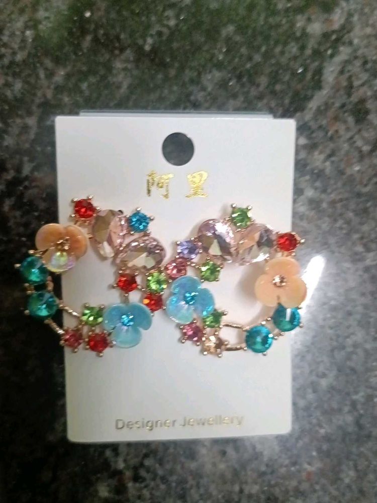 Sparkling Flower Hoop Earrings