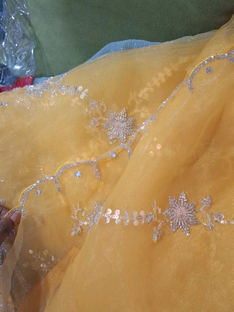 Embroidered Yellow saree