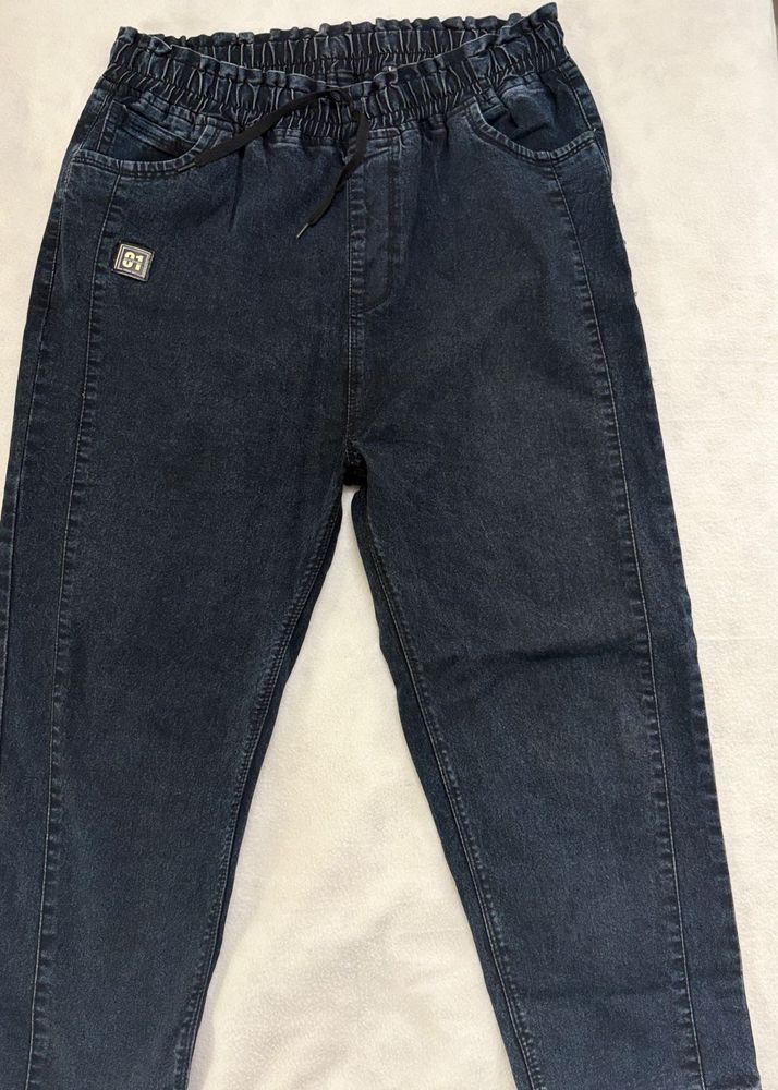 Dark Wash Denim Jogger Pants