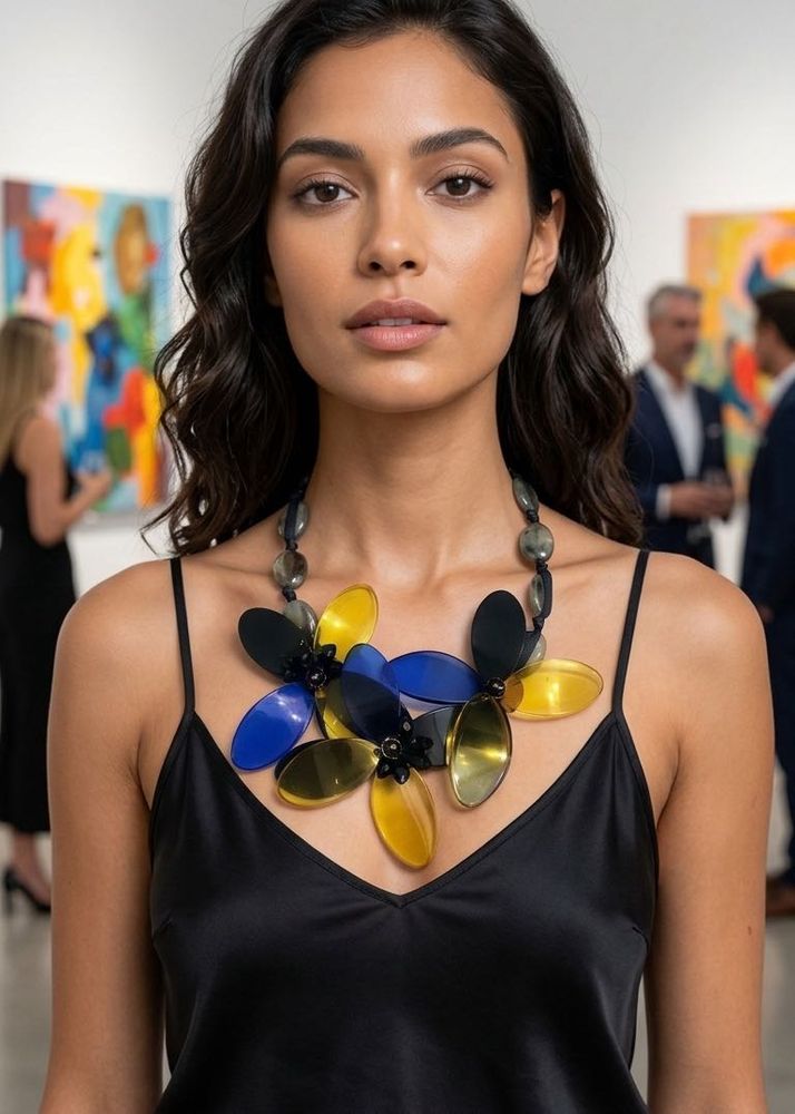 Brand New Colorful Flower Statement Necklace