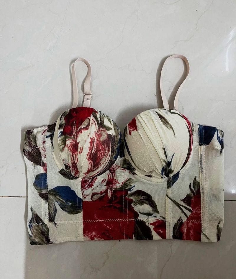 Floral Print Corset Bra Top