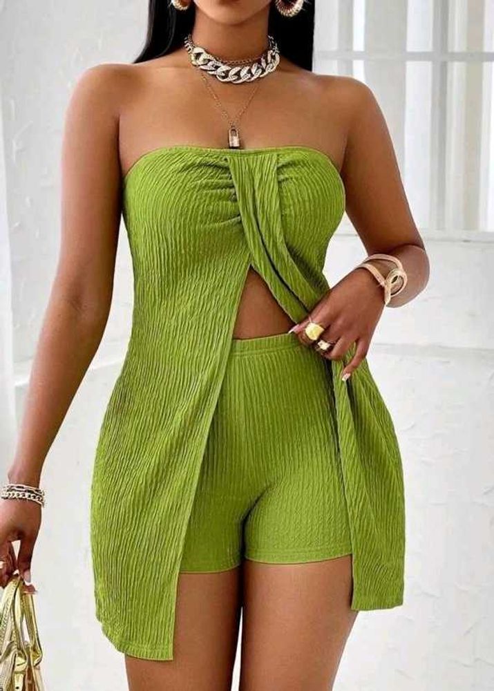 Lime Green Twist Front Co-ord Set