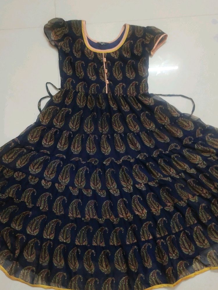 Navy Blue Printed Dress