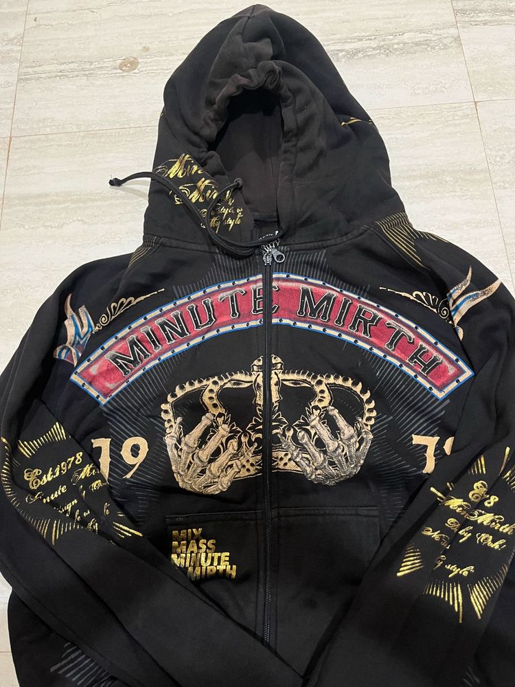 Minute Mirth Graphic Zip-Up Hoodie