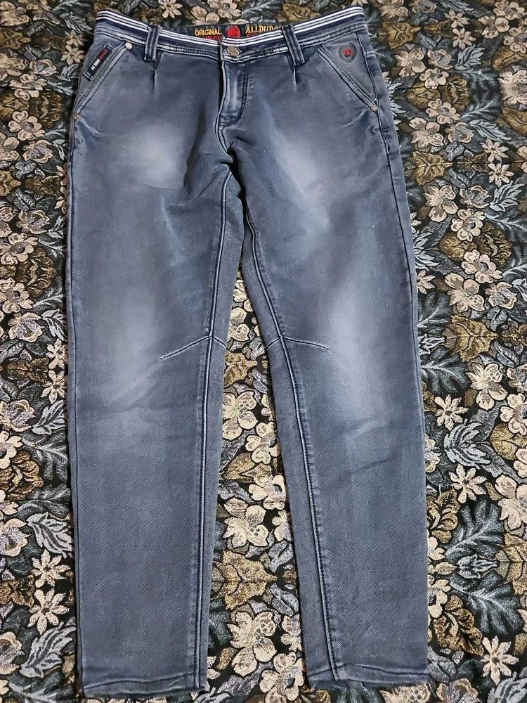 Men's Grey Washed Denim Jeans