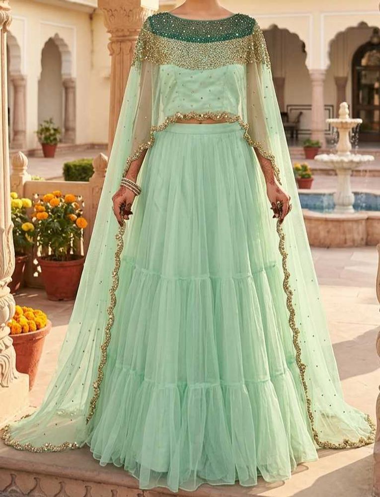 Elegant Mint Green Lehenga Choli