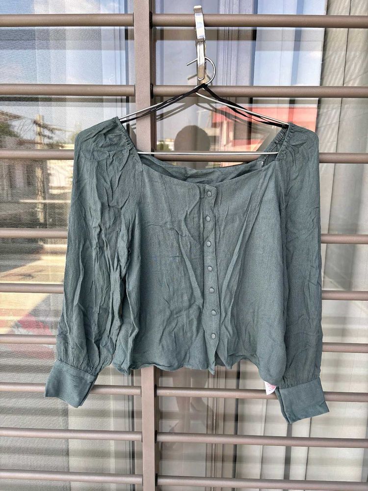 Chic Square Neck Button-Up Top