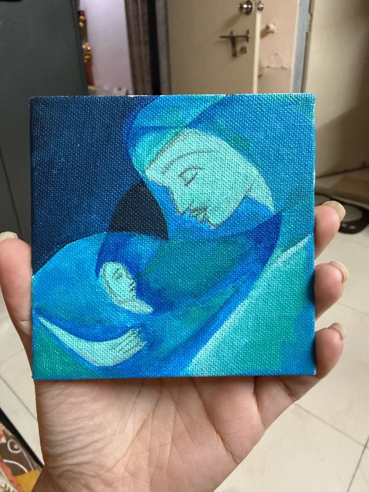 Abstract Mother and Child Painting (4x4 in)
