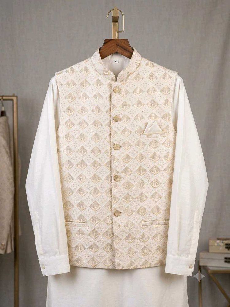 Men's Embroidered Nehru Jacket + Kurta