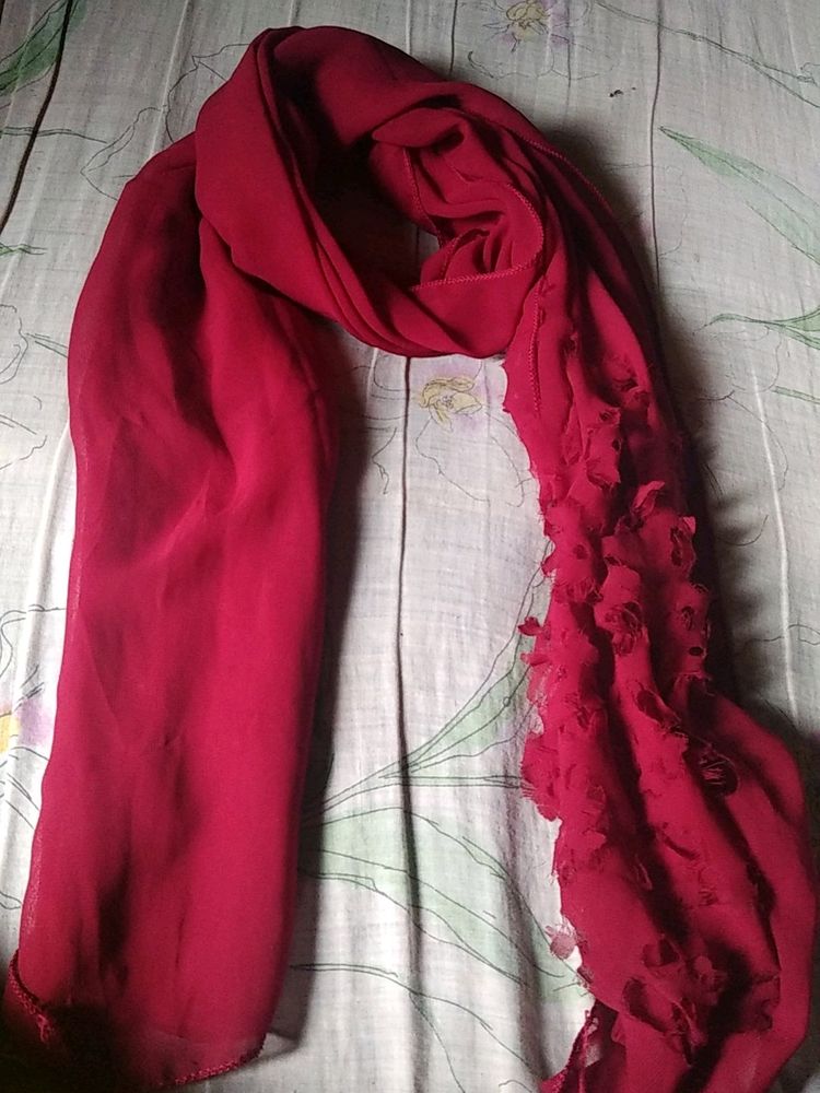 Elegant Red Chiffon Scarf