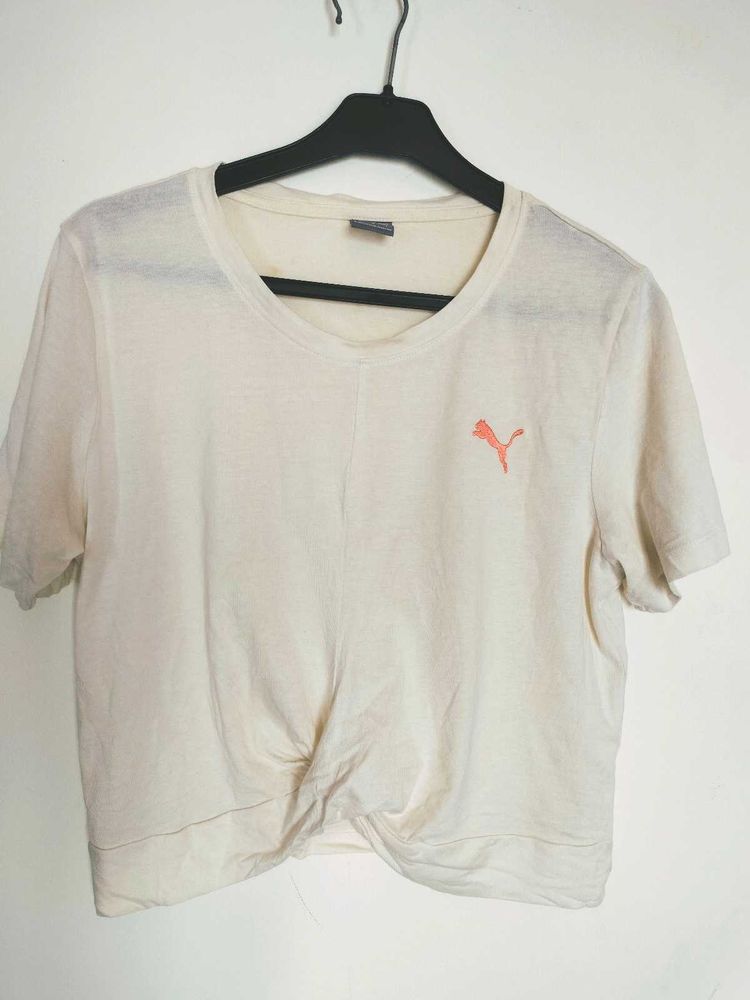 Puma Women's Cream Twist Hem T-Shirt