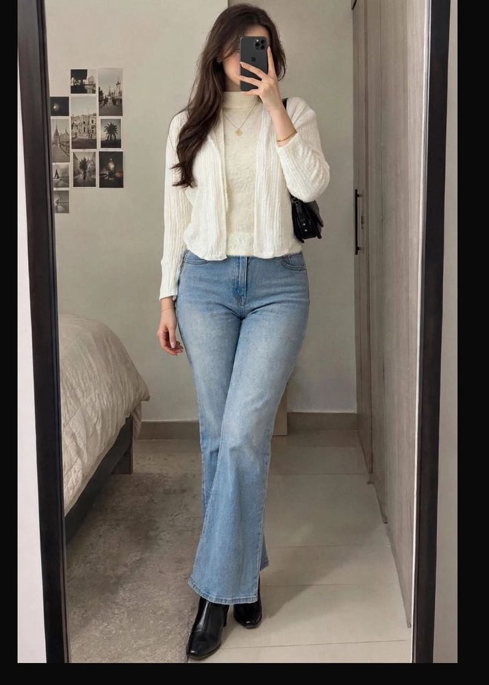 imported Light Grey Ribbed Open Cardigan