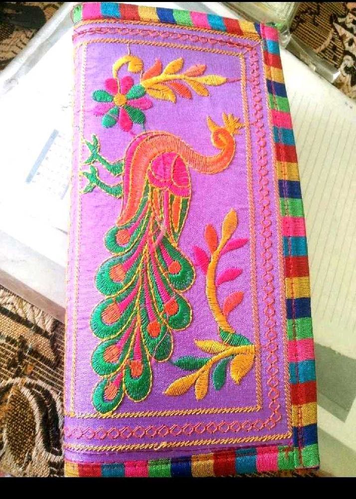 Embroidered Peacock Wallet