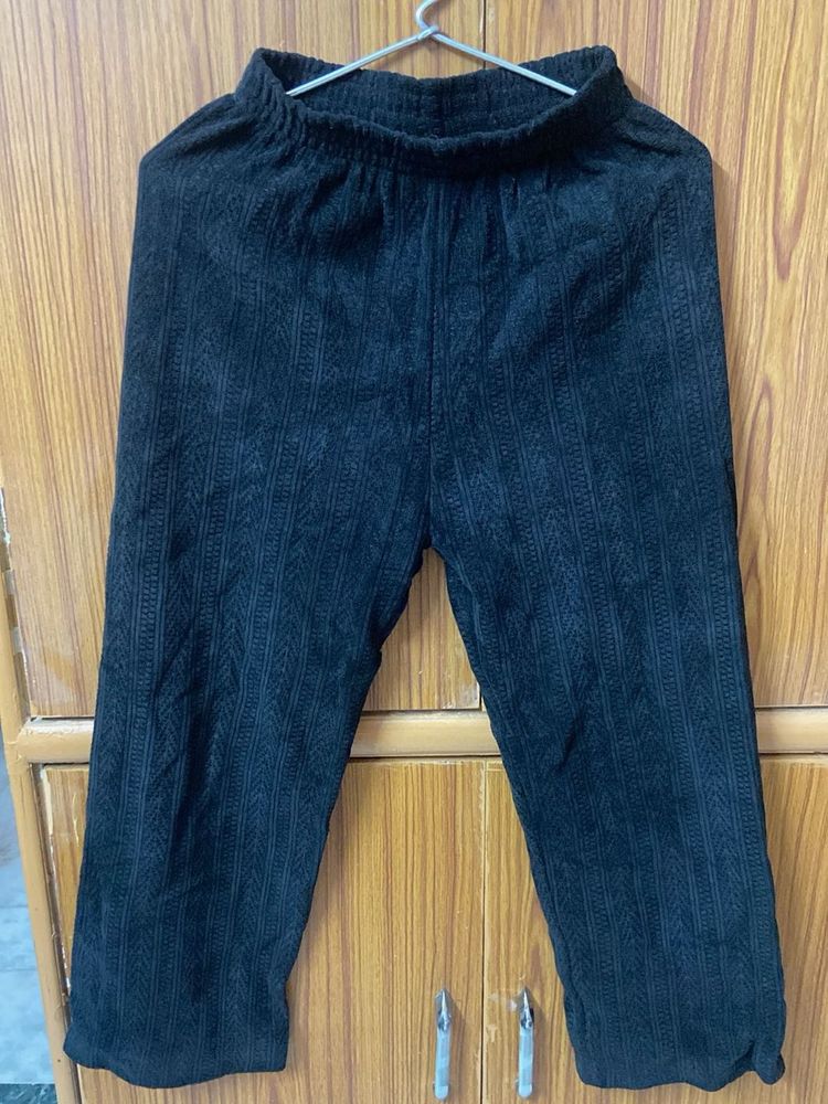 Black Textured Palazzo Pants