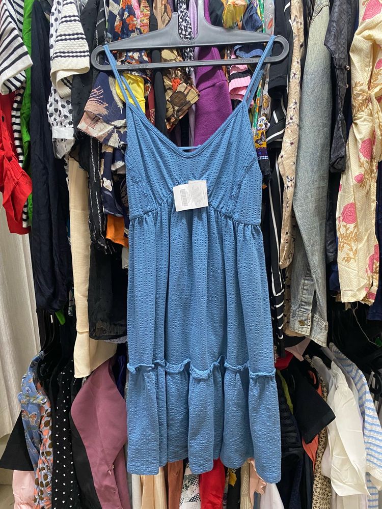 Blue Sleeveless Mini Dress