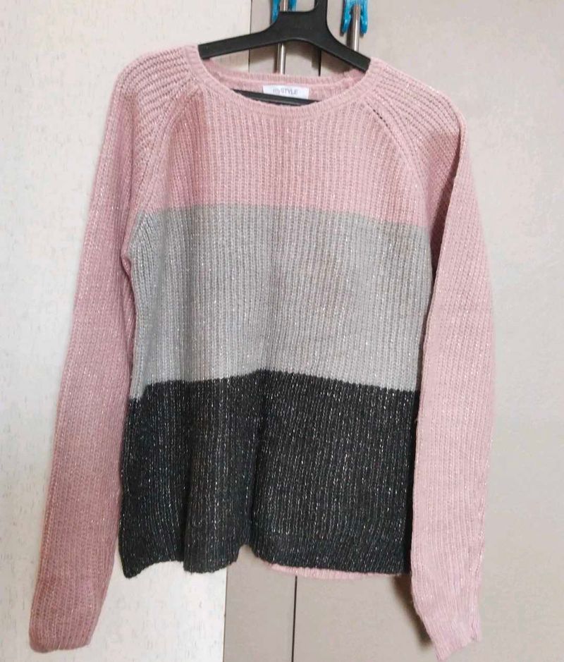 Stylish Color Block Knit Sweater