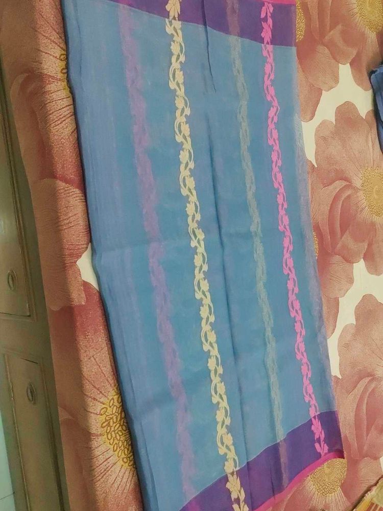 Beautiful Blue Striped Saree