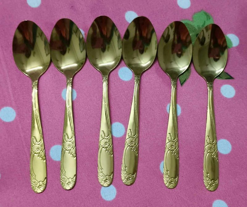 Set of 6 Vintage Ornate Spoons