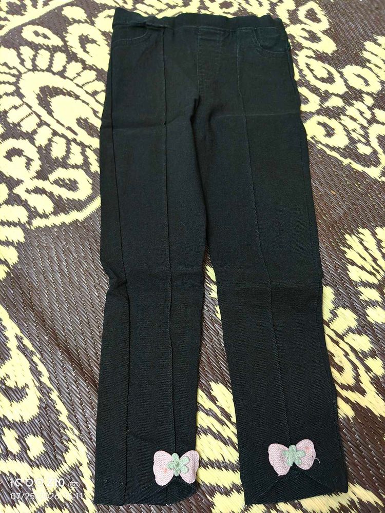 Cute Black Bow Detail Pants