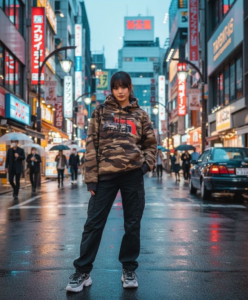 north face camo hoodie / unisex wear