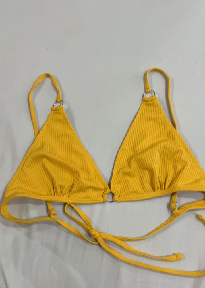 Yellow Ribbed Bikini Top