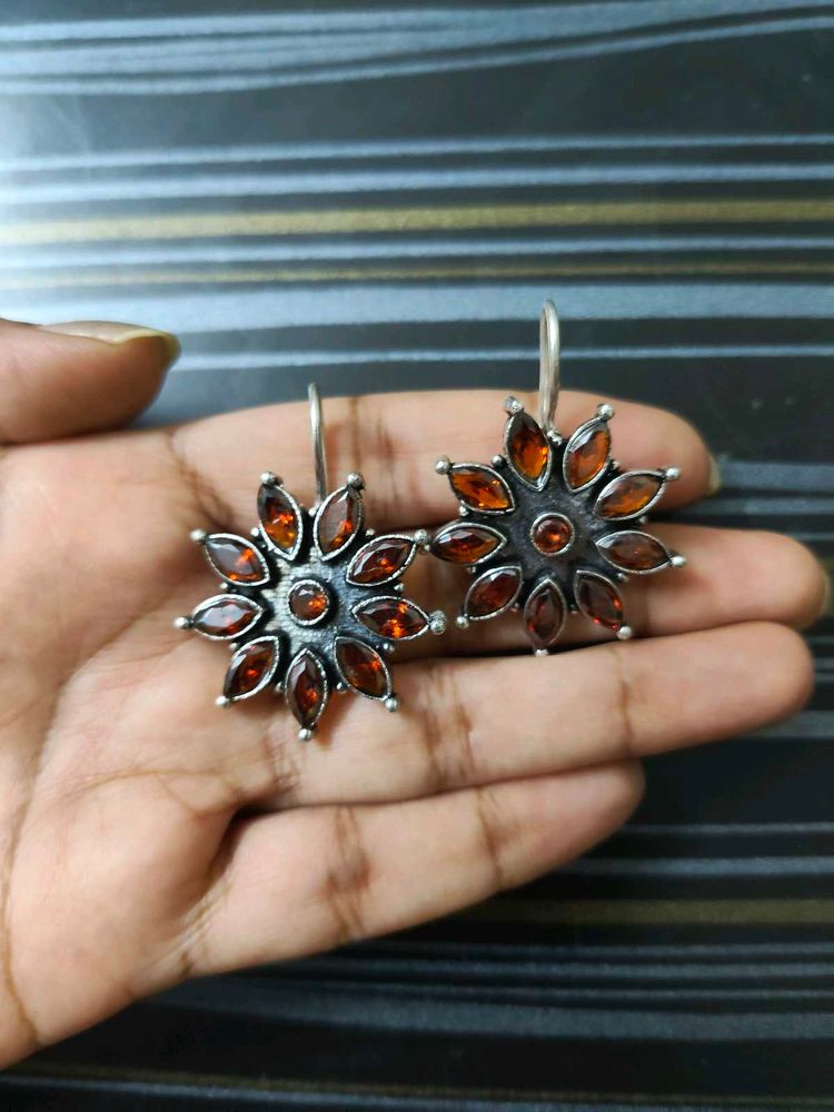 Blooming flower hook earrings
