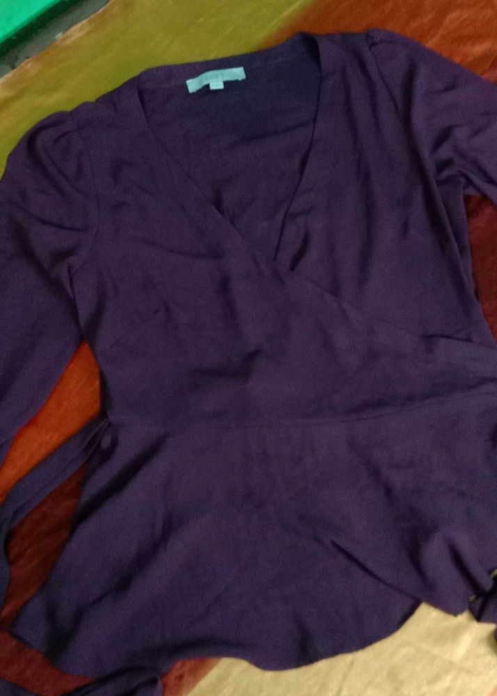 Elegant Purple Wrap Top