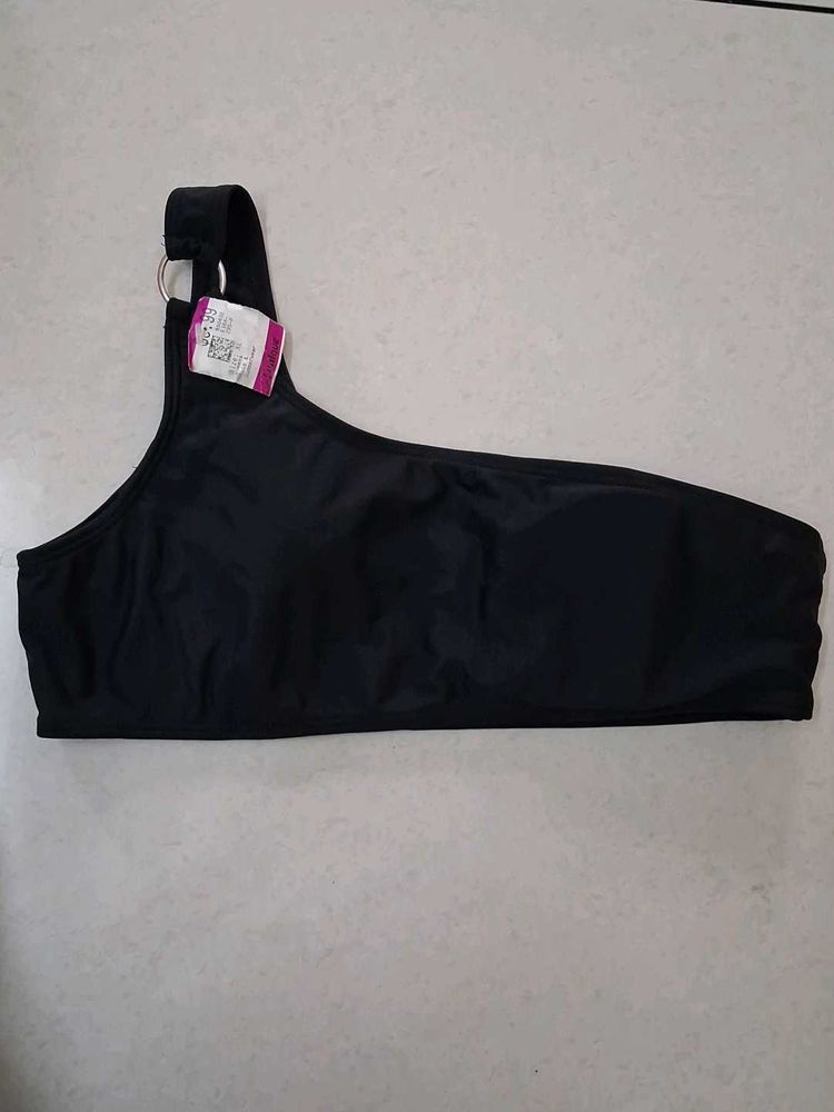 Chic Black One Shoulder Bikini Top