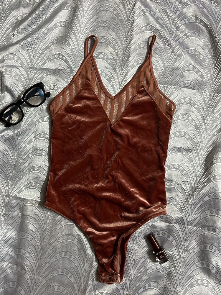 Velvet body suit Top