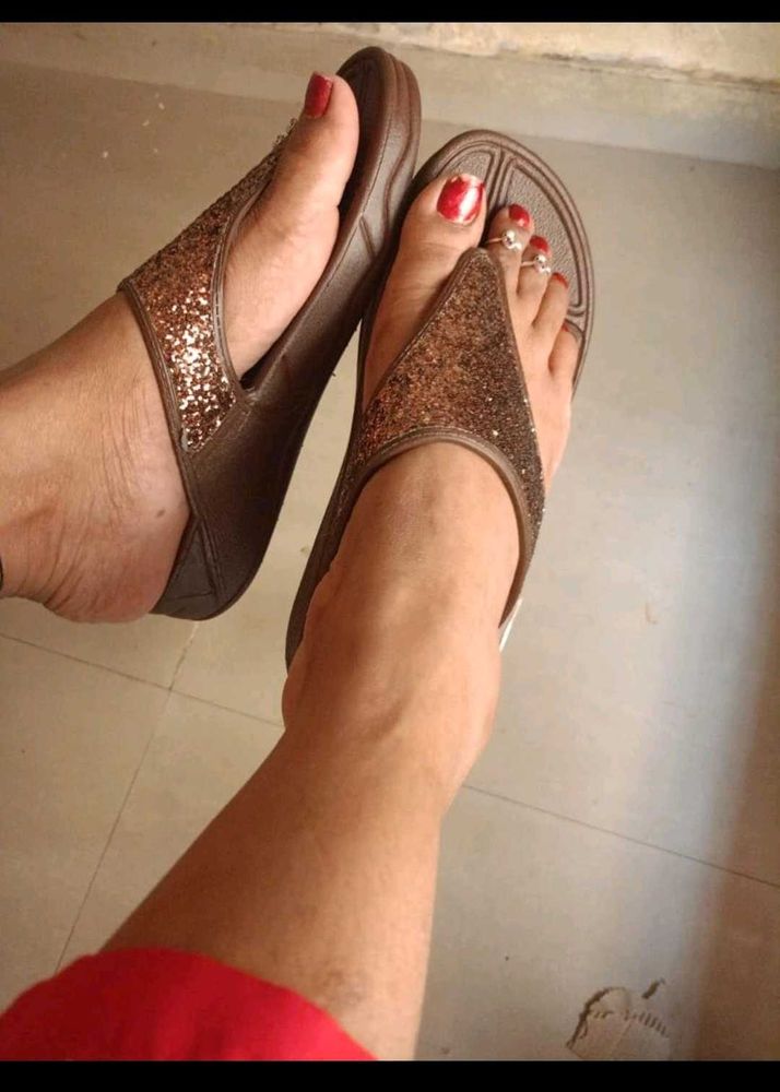 Bata Women Flip Flops With Sequin Brand New
