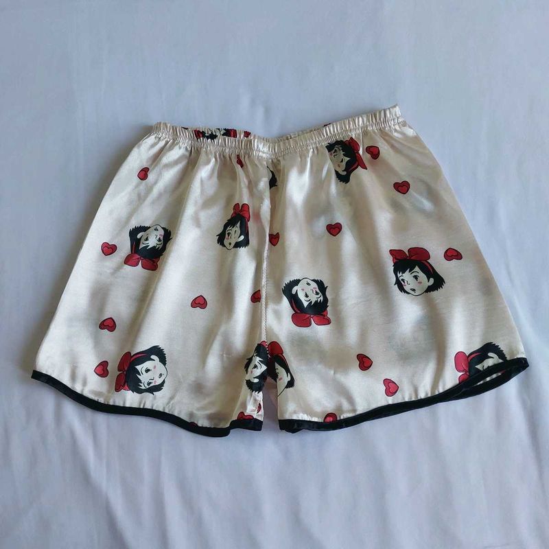 Cute Kiki Cartoon Print Satin Pajama Shorts🎀✨️