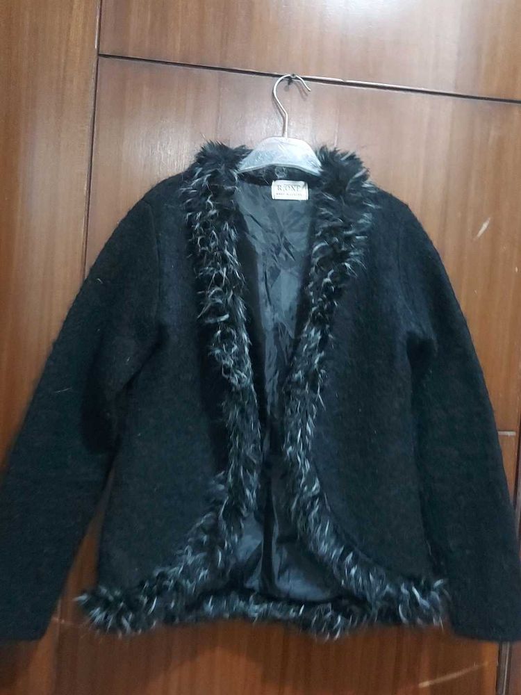Black Fur Trimmed Jacket