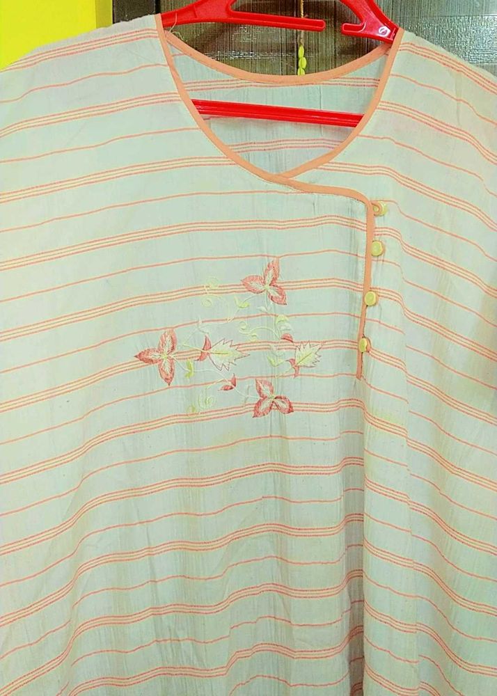 Striped Embroidered Tunic Top