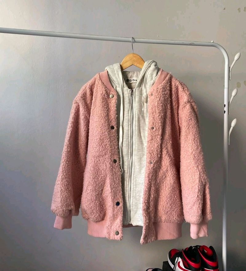 Korean Brand Fur Hoodie Jacket