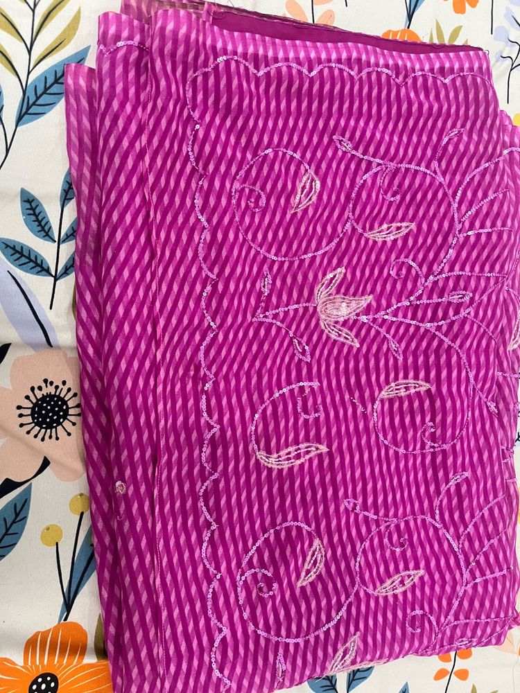 Vibrant Pink Embroidered Saree