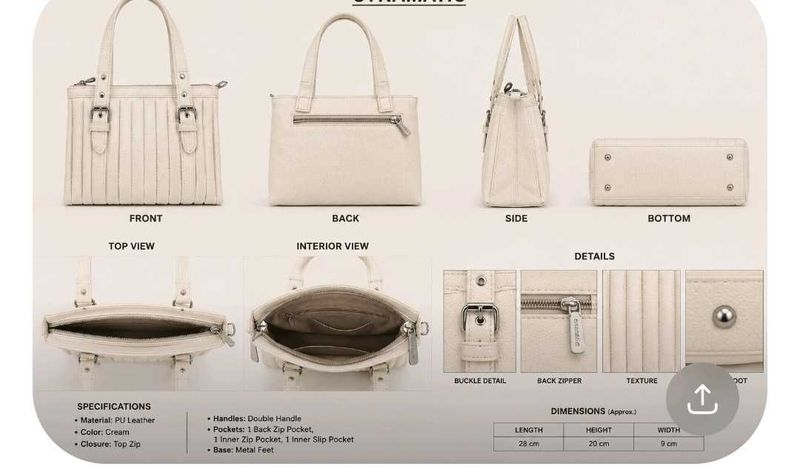 Elegant Cream PU Leather Handbag