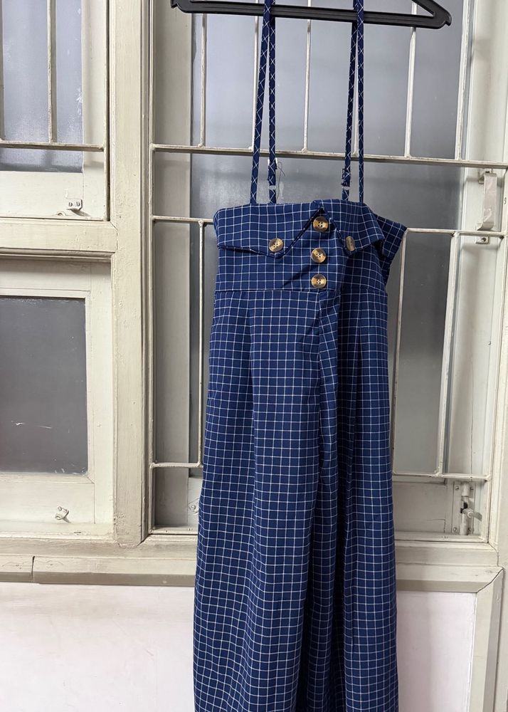 Blue Checked Jumpsuit