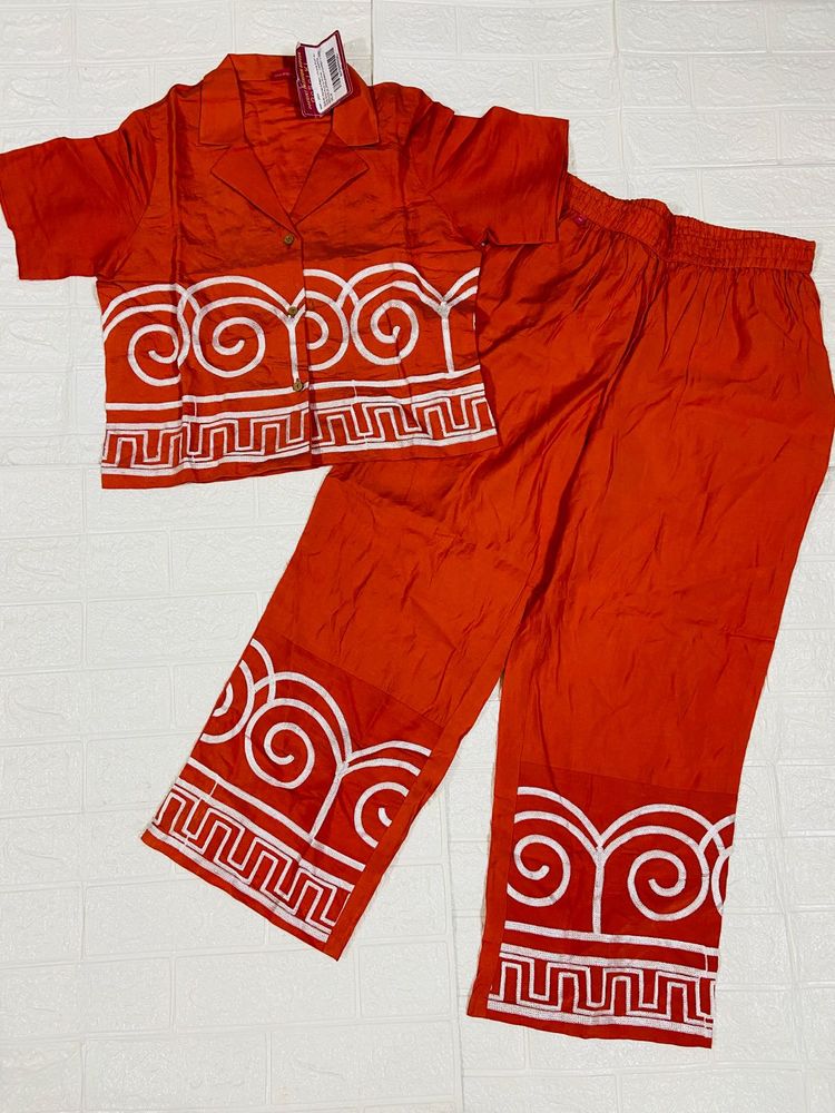 Vibrant Red Ethnic Kurta Set with White Prints