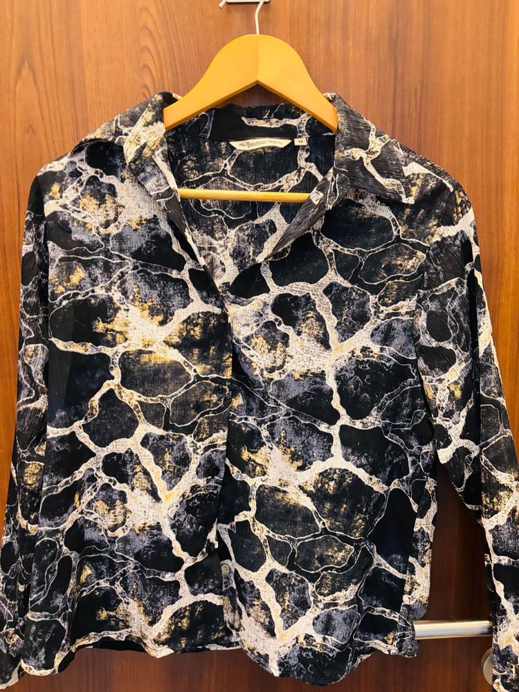 Stylish Abstract Print Button-Up Shirt