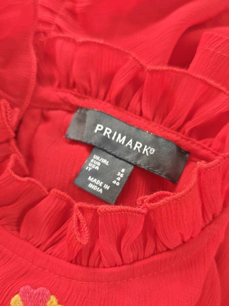Red Embroidered Top